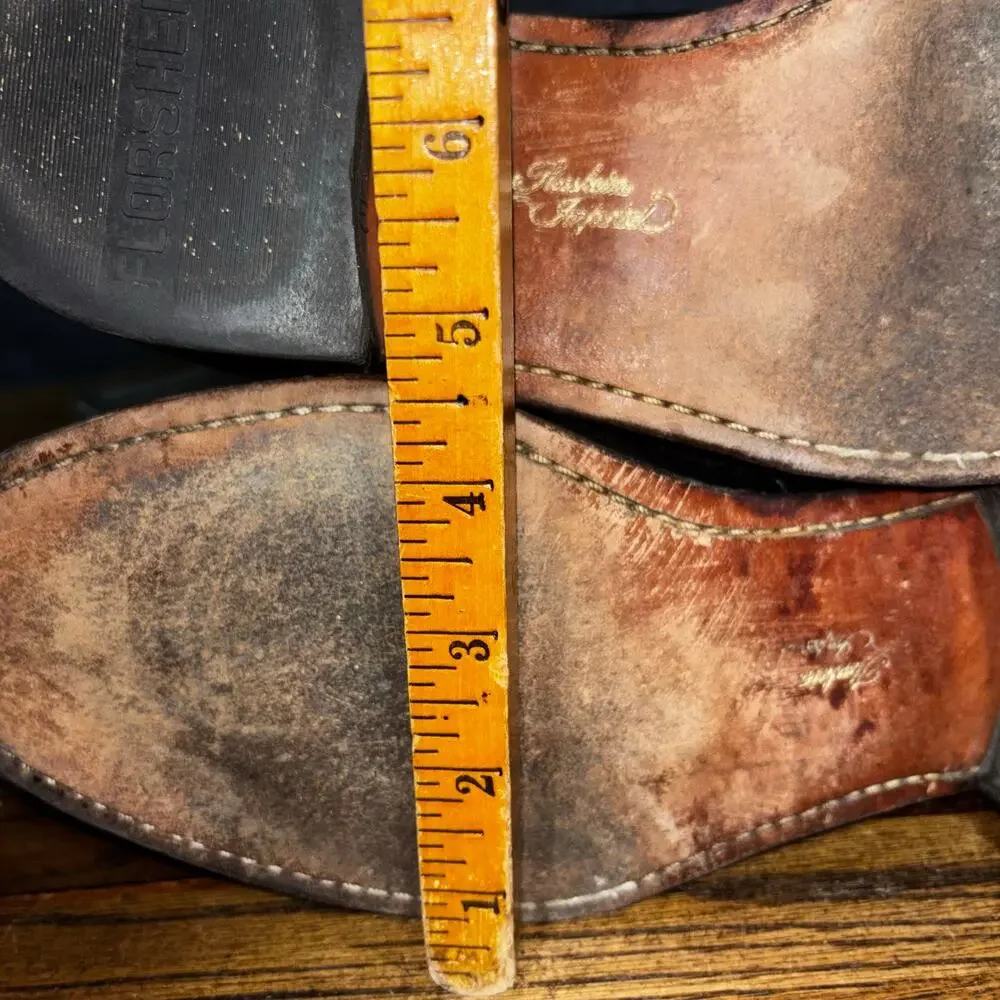 Vintage Florsheim Mens 9.5 D Black Leather Side Zip Ankle Boots Made in USA